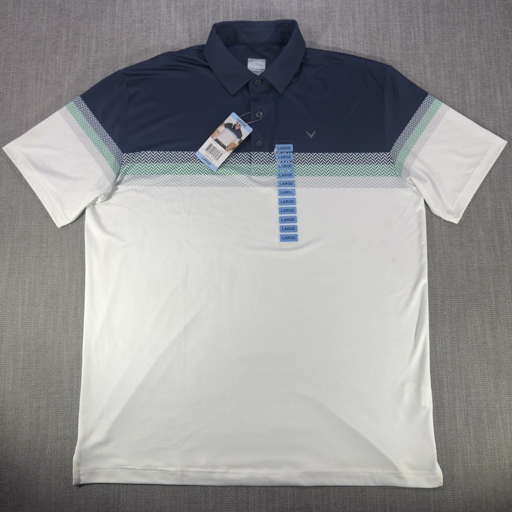 Callaway Polo Shirt Mens Large White Opti-Dri Golf Performance Short Sleeve